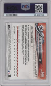 Juan Soto from the 2018 Topps Update set graded by PSA and given an overall grade of 10.
