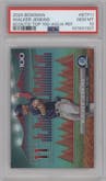 Walker Jenkins from the 2024 Bowman set featuring a Aqua Refractor parallel graded by PSA and given an overall grade of 10.