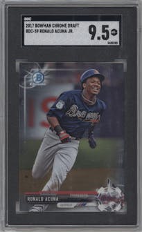 Ronald Acuna from the 2017 Bowman Draft set graded by SGC and given an overall grade of 9.5.