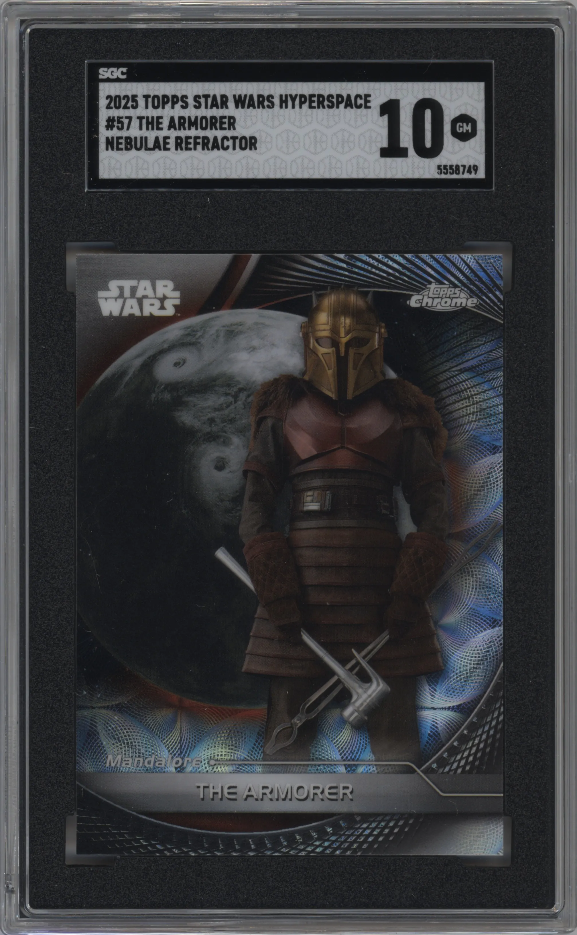 2025 Topps Star Wars Hyperspace The Armorer Nebulae Refractor SGC 10