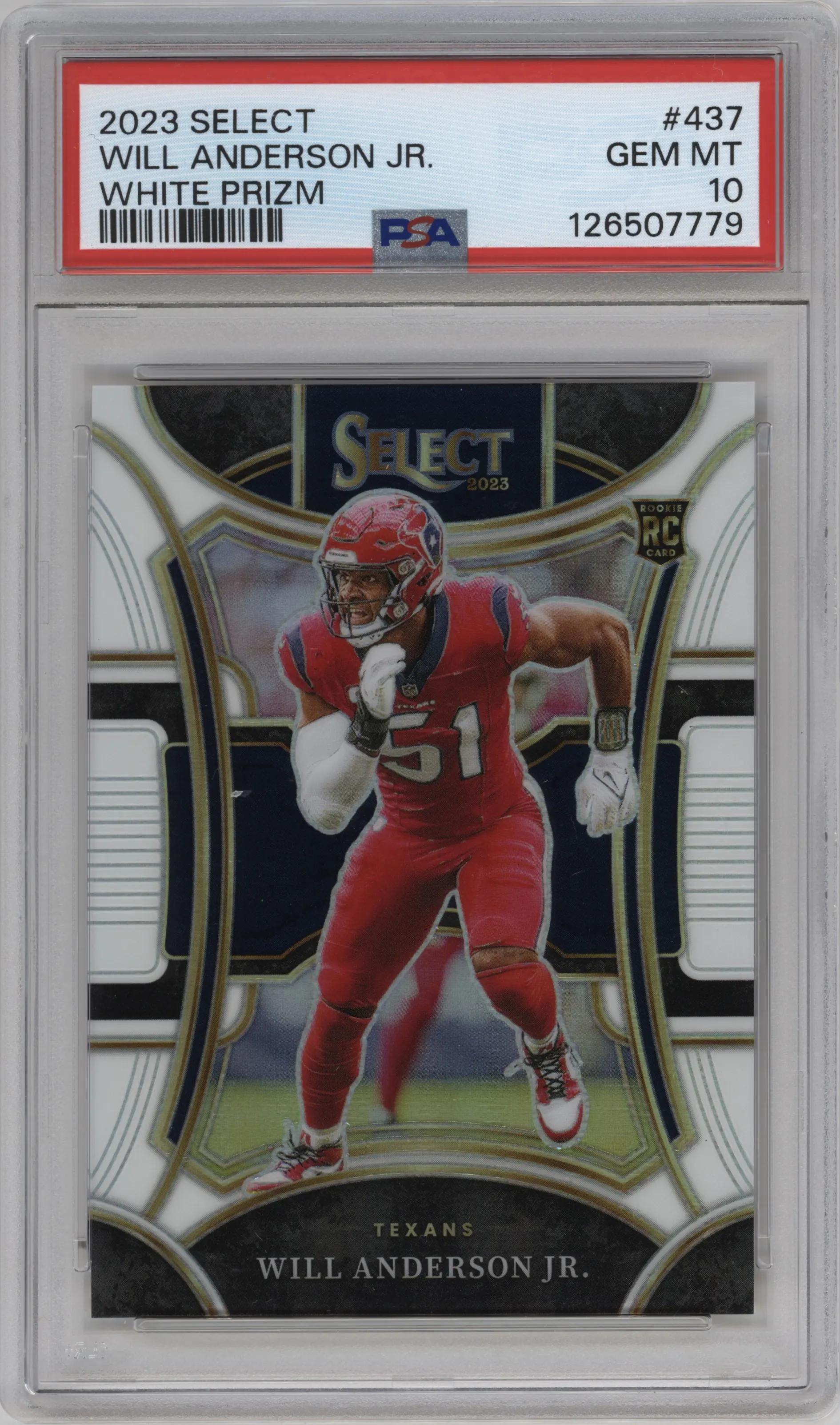 2023 Panini Select Suite Lvl. Will Anderson Jr. White Prizm #437 PSA 10