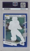 De'Von Achane from the 2023 Clearly Donruss set featuring a Blue parallel graded by PSA and given an overall grade of 10.