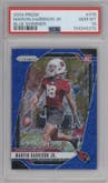 Marvin Harrison Jr. from the 2024 Panini Prizm set featuring a Blue Shimmer parallel graded by PSA and given an overall grade of 10.