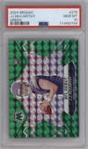 J.J. McCarthy from the 2024 Panini Mosaic set featuring a Green Mosaic parallel graded by PSA and given an overall grade of 10.