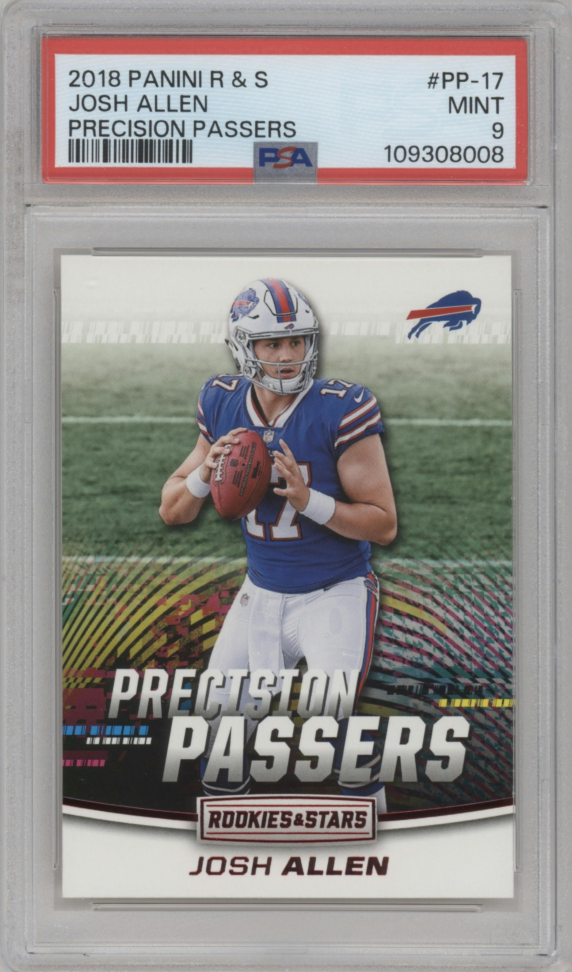 Josh Allen from the 2018 Panini Rookies & Stars set graded by PSA and given an overall grade of 9.