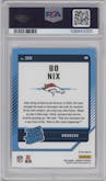 Bo Nix from the 2024 Donruss set featuring a Pink parallel graded by PSA and given an overall grade of 10.