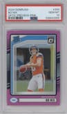 Bo Nix from the 2024 Donruss set featuring a Pink parallel graded by PSA and given an overall grade of 10.