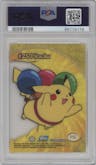 Pikachu from the 2000 Pokemon set graded by PSA and given an overall grade of 9.