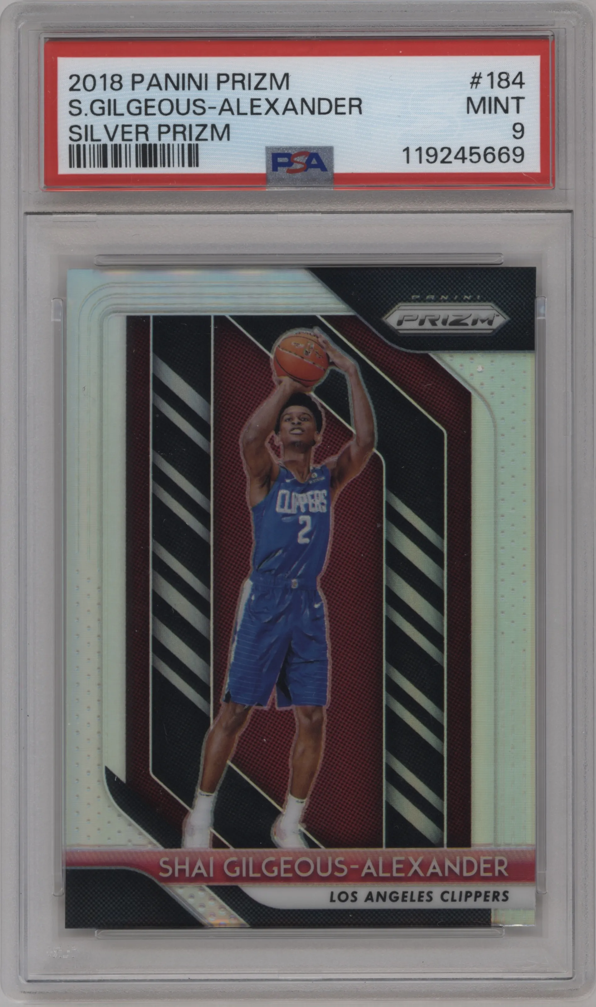 2018 Panini Prizm Shai Gilgeous-Alexander Silver Prizm #184 PSA 9
