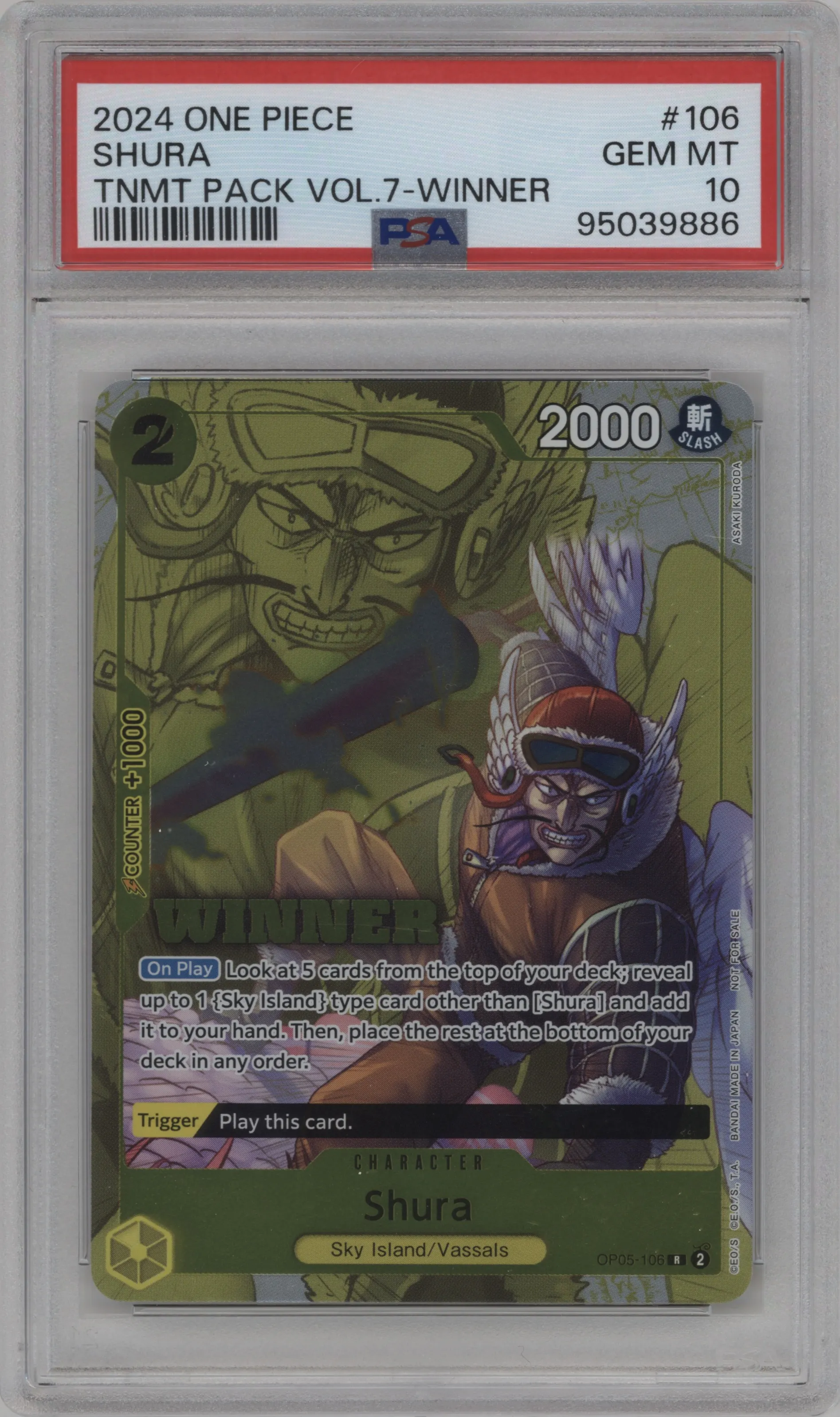 2024 One Piece Trnmt.Winner.Vol.7 Shura PSA 10
