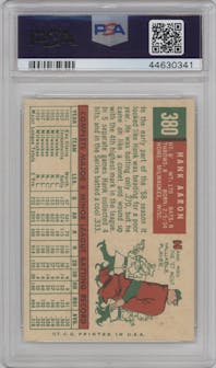 Hank Aaron from the 1959 Topps set graded by PSA and given an overall grade of 6.