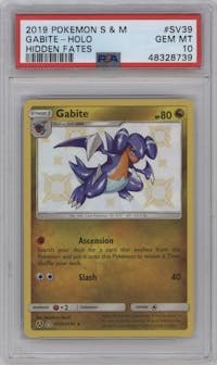 Gabite from the 2019 Pokemon S&M  set graded by PSA and given an overall grade of 10.
