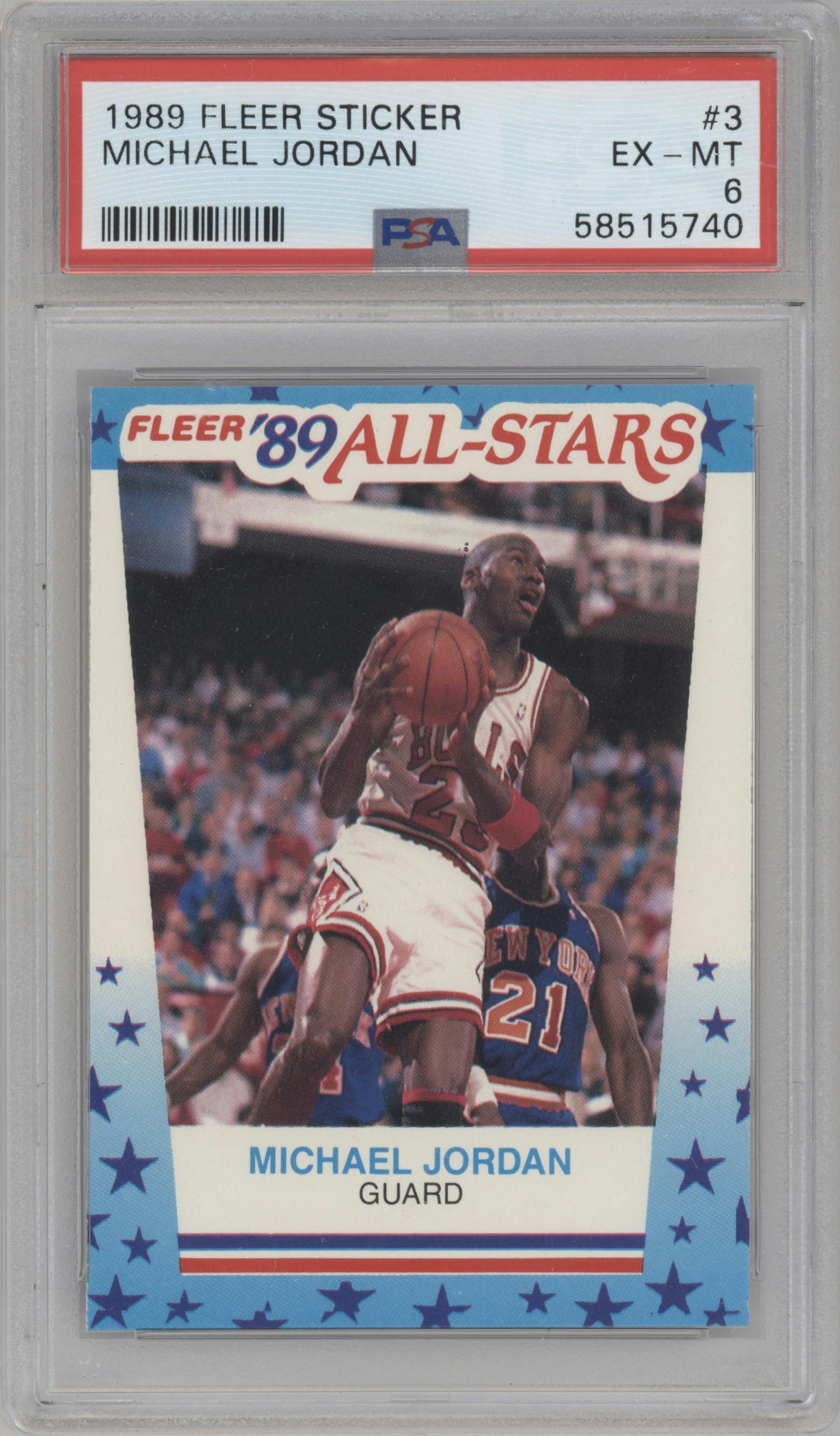 Michael Jordan  from the 1989-90 Fleer set graded by PSA and given an overall grade of 6.