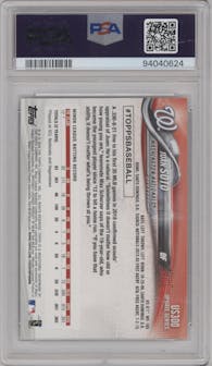 Juan Soto from the 2018 Topps Update set featuring a Rainbow Foil parallel graded by PSA and given an overall grade of 10.