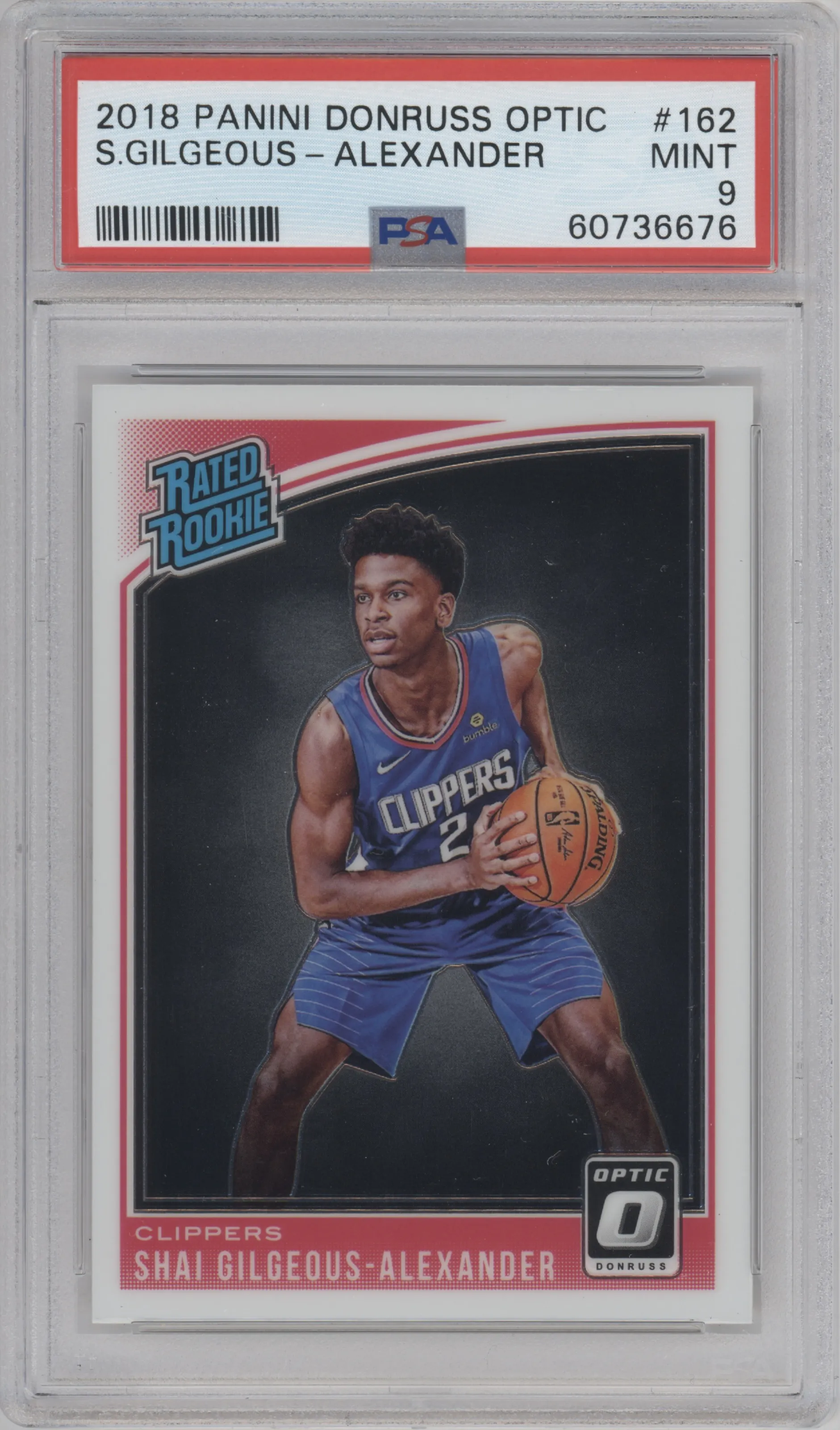2018 Panini Donruss Optic Rated Rookie Shai Gilgeous-Alexander PSA 9