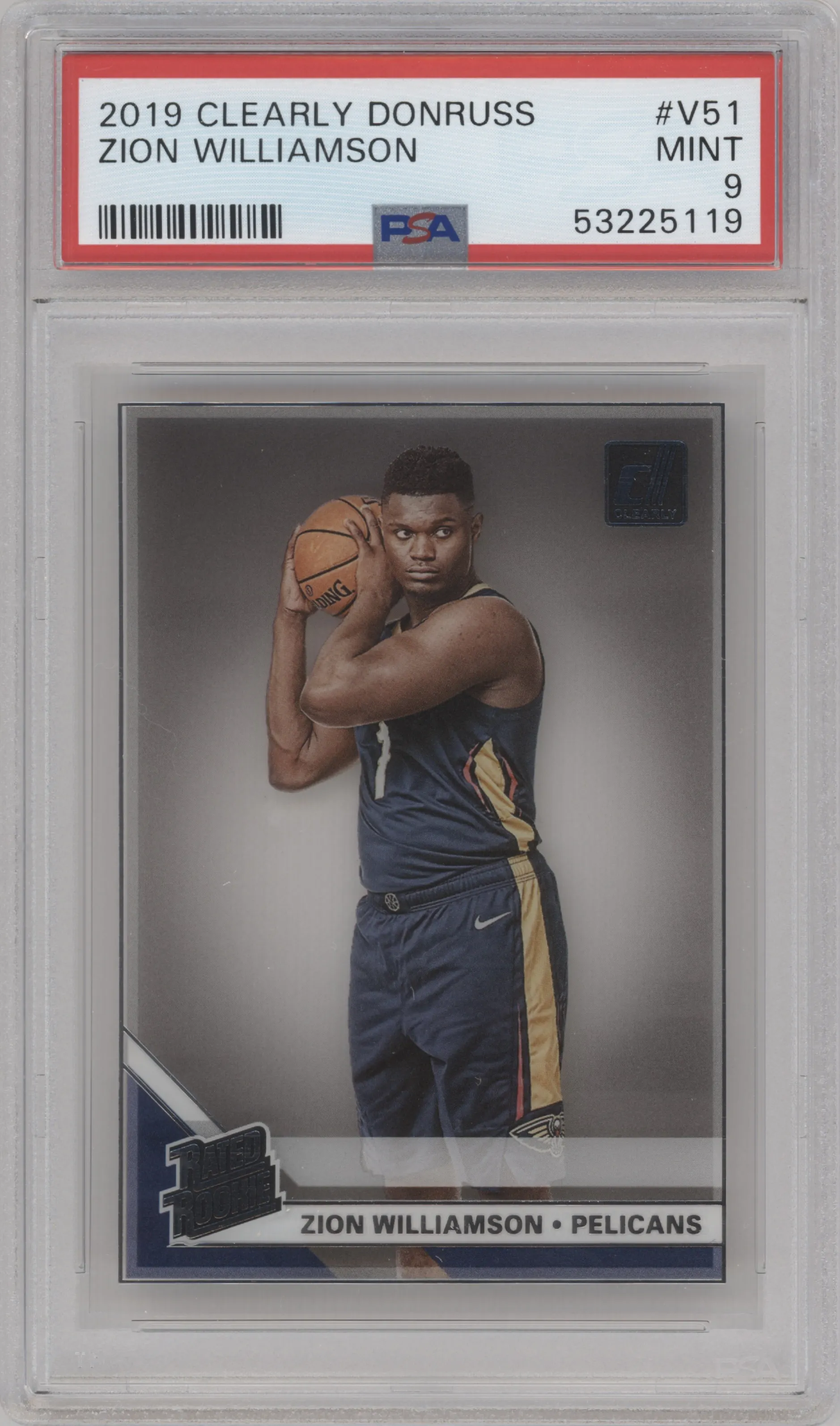 2019 Panini Clearly Donruss Rtd.Rke.Var. Zion Williamson PSA 9