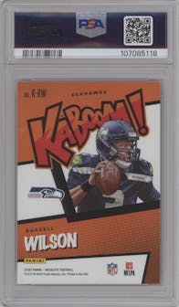 Russell Wilson from the 2020 Panini Absolute set graded by PSA and given an overall grade of 10.