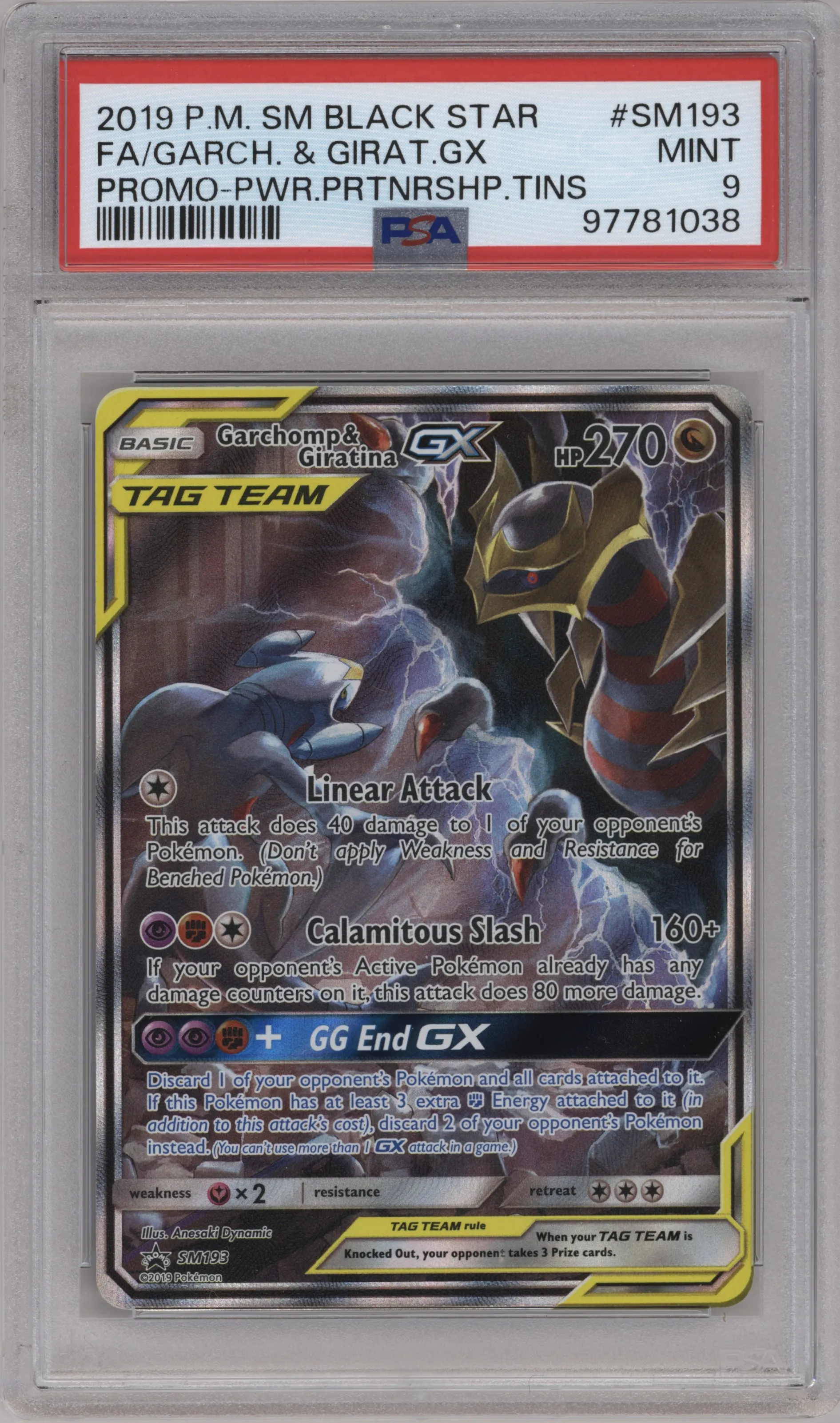 2019 Pokemon S&M Garchomp & Giratina GX Power Partnership Tins PSA 9