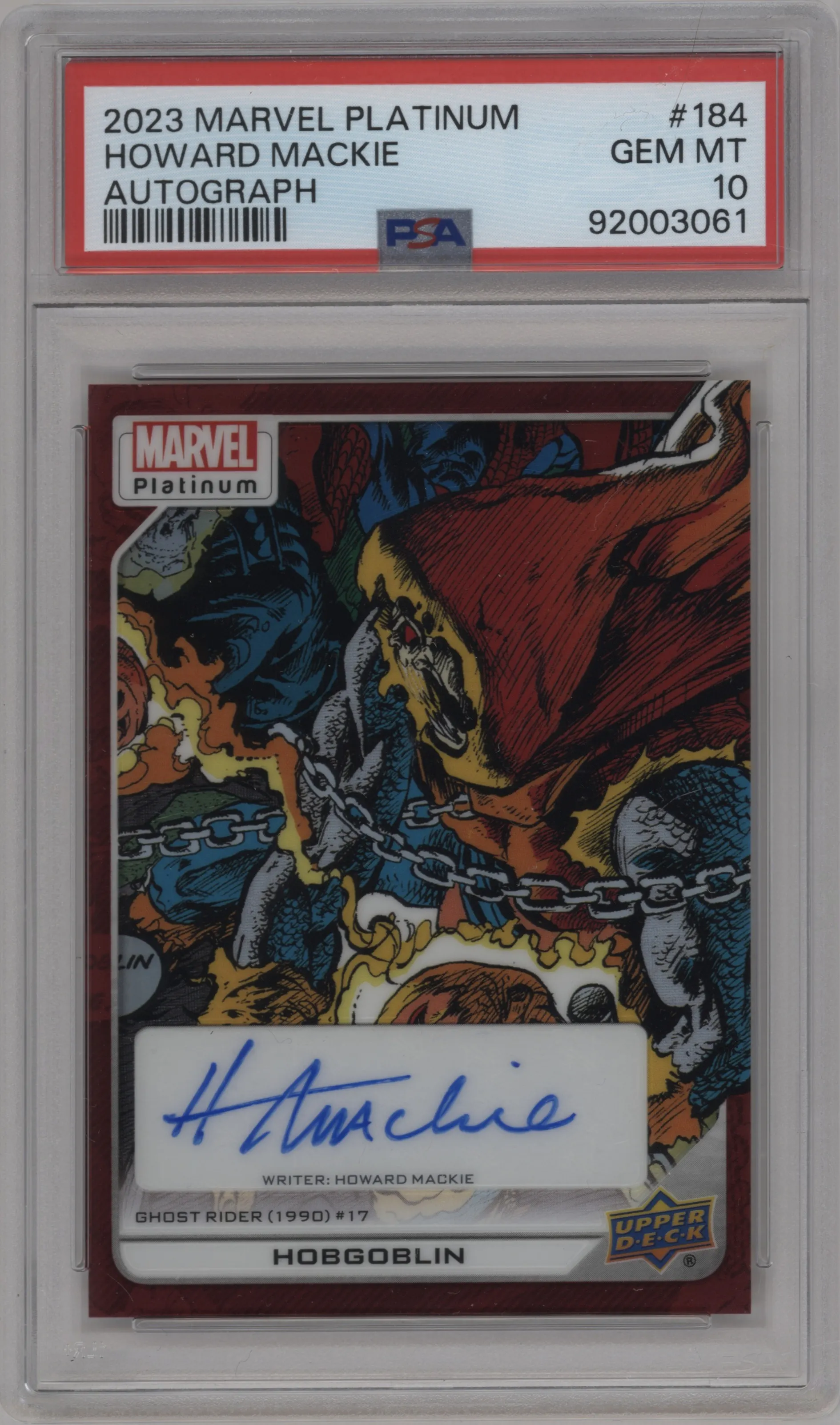 2023 Upper Deck Marvel Platinum Auto Hobgoblin Red Rainbow #184 PSA 10