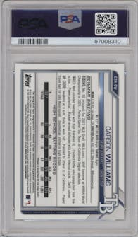 Carson Williams from the 2021 Bowman Draft set graded by PSA and given an overall grade of 10.