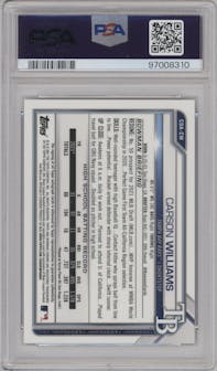 Carson Williams from the 2021 Bowman Draft set graded by PSA and given an overall grade of 10.