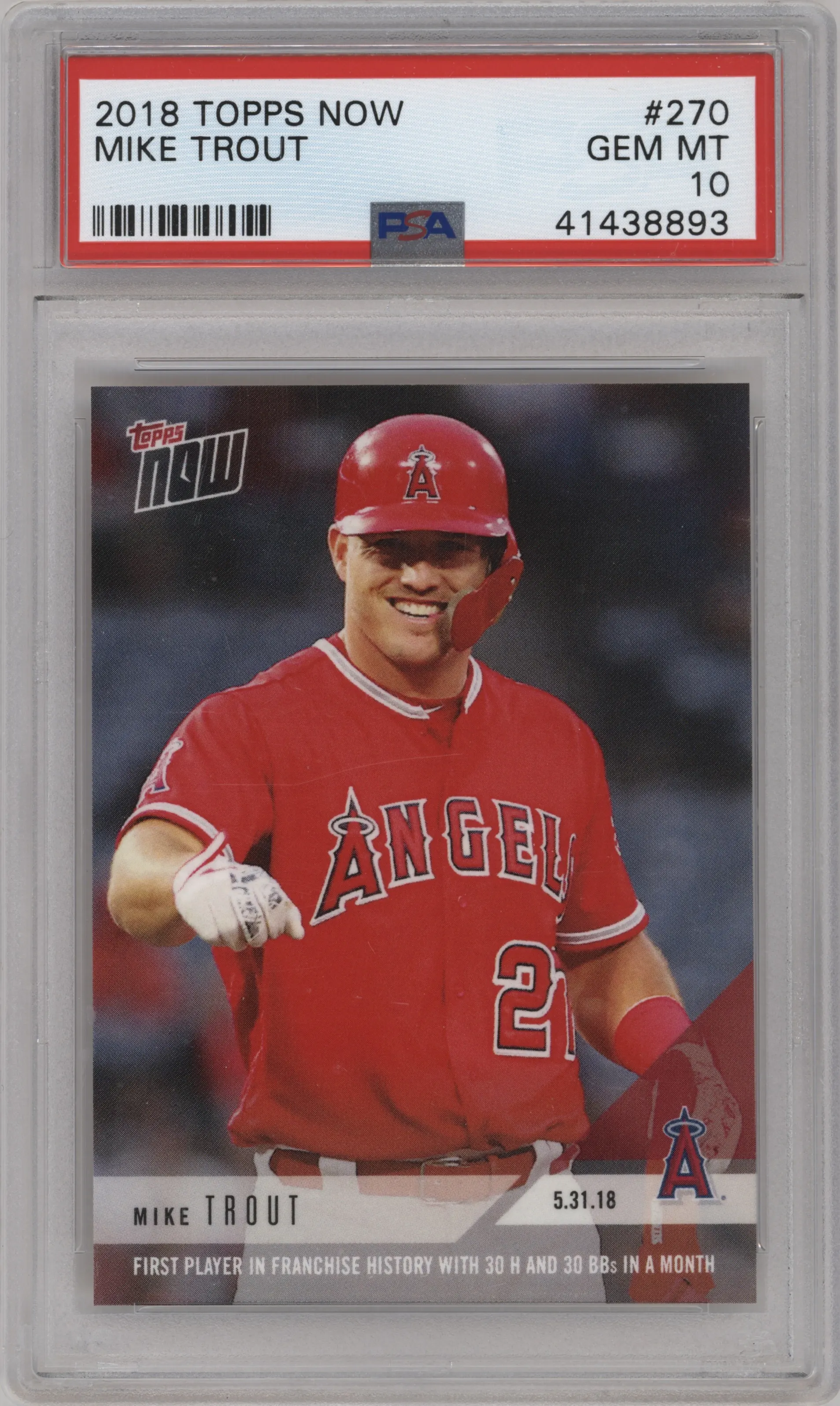 2018 Topps Now Mike Trout #270 PSA 10