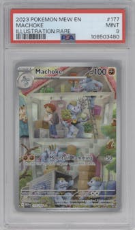 Machoke from the 2023 Pokemon SV set graded by PSA and given an overall grade of 9.