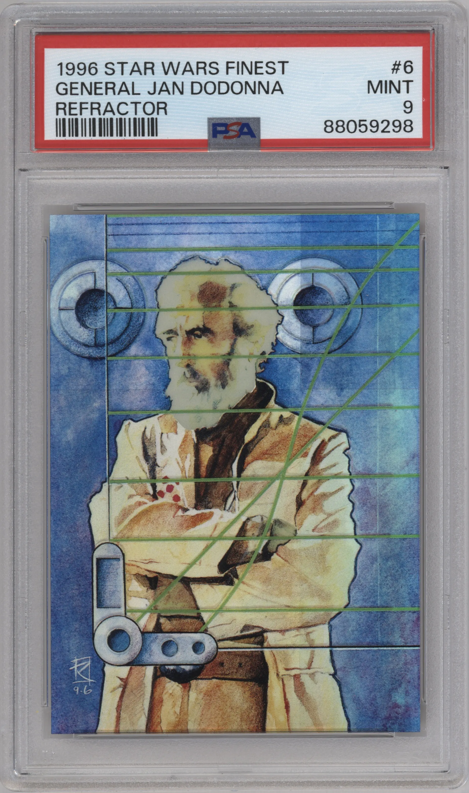 1996 Topps Finest Star Wars General Jan Dodonna Refractor PSA 9
