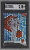 Ja'Marr Chase from the 2021 Panini Mosaic set featuring a Reactive Blue parallel graded by SGC and given an overall grade of 9.5.