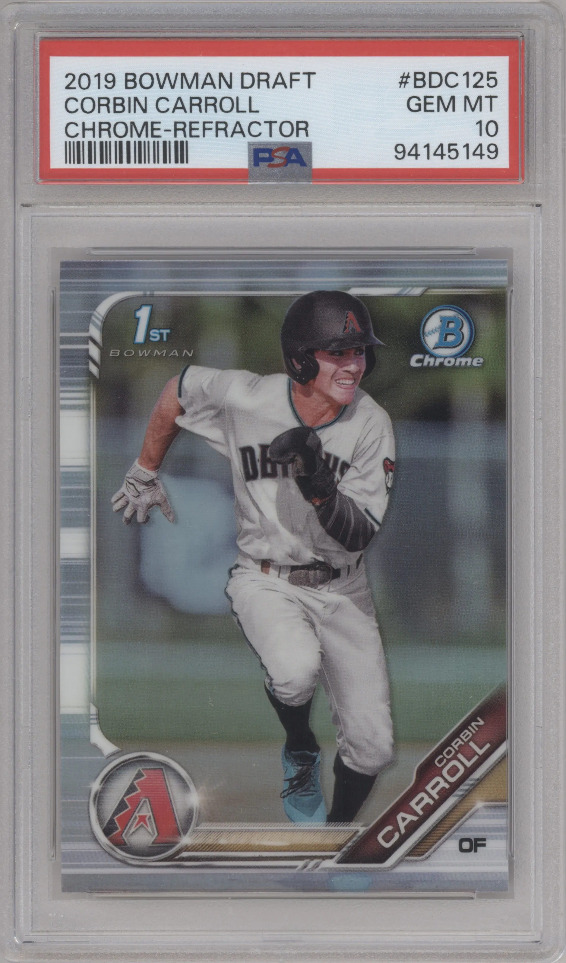 2019 Bowman Draft Chrome Corbin Carroll Refractor PSA 10
