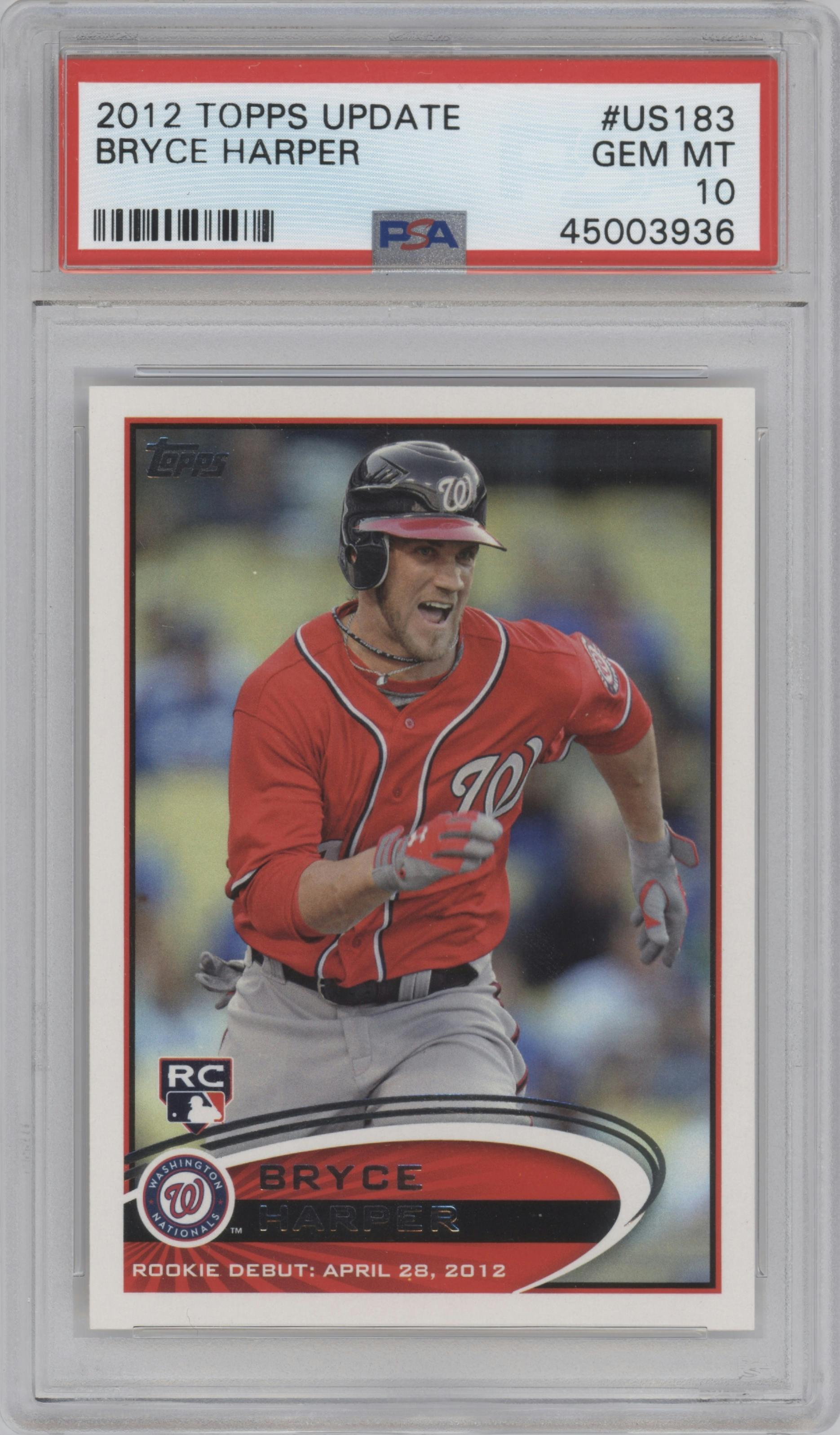Bryce Harper from the 2012 Topps Update Series set graded by PSA and given an overall grade of 10.