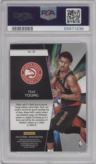 Trae Young from the 2018-19 Panini Prizm set graded by PSA and given an overall grade of 9.