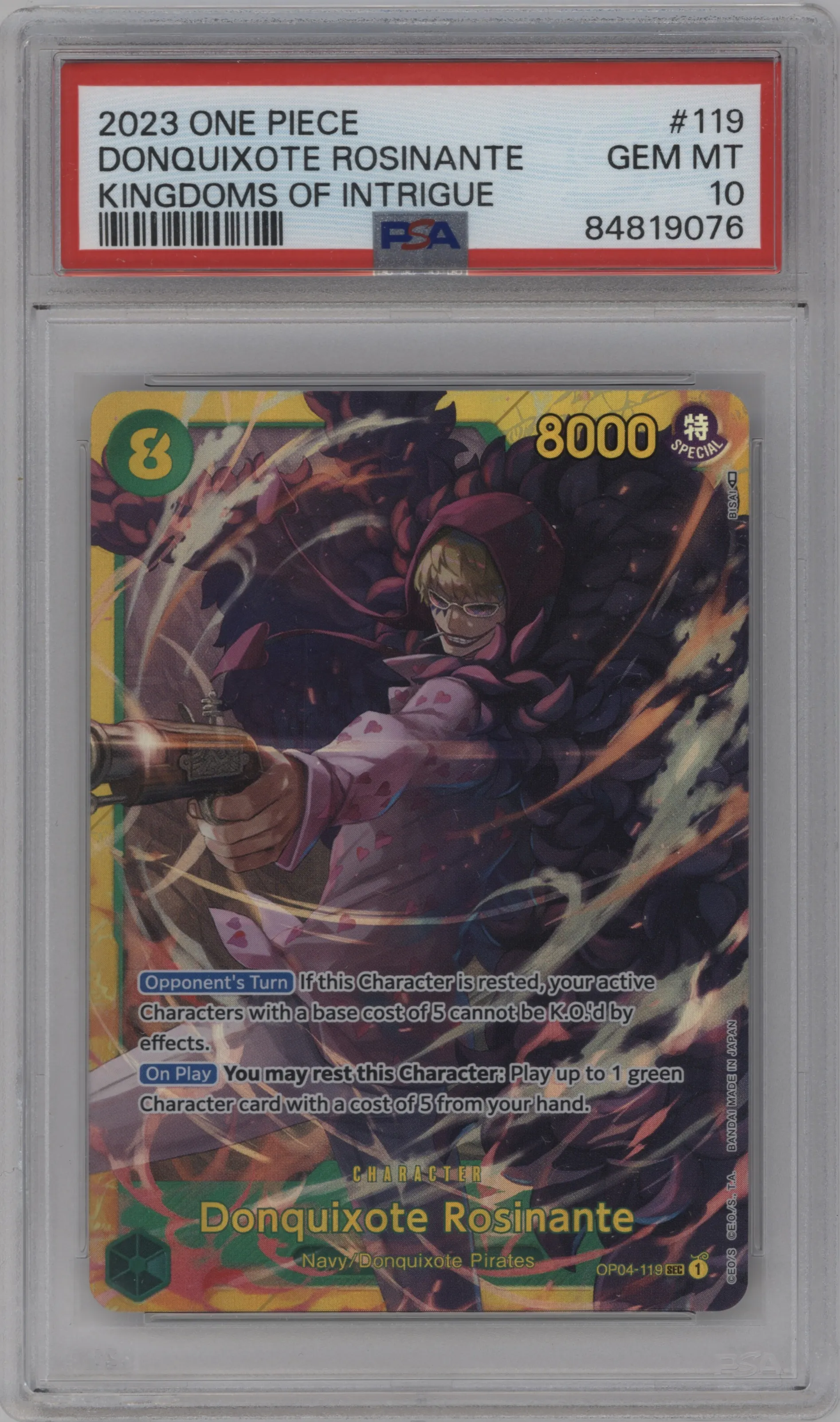2023 One Piece Kingdoms of Intrigue Donquixote Rosinante SEC #OP04-119 SEC PSA 10