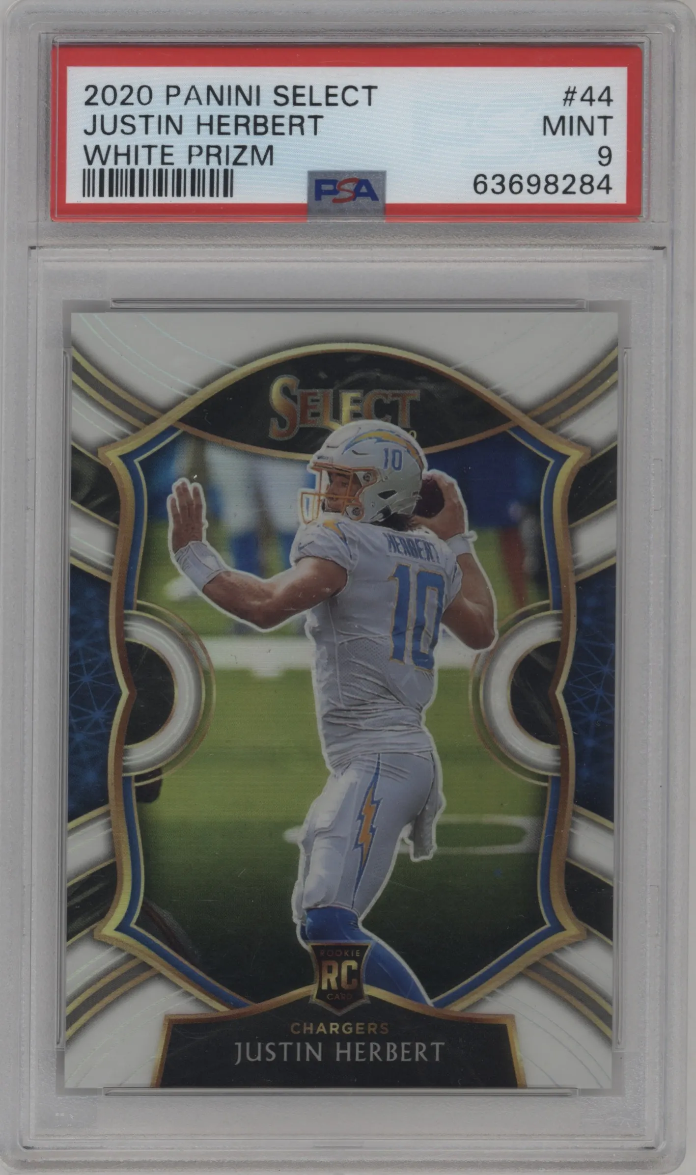 2020 Panini Select Justin Herbert White Prizm PSA 9