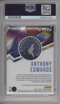 Anthony Edwards from the 2020-21 Panini Recon set graded by PSA and given an overall grade of 9.