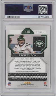 Zach Wilson from the 2021 Panini Prizm set graded by PSA and given an overall grade of 8.