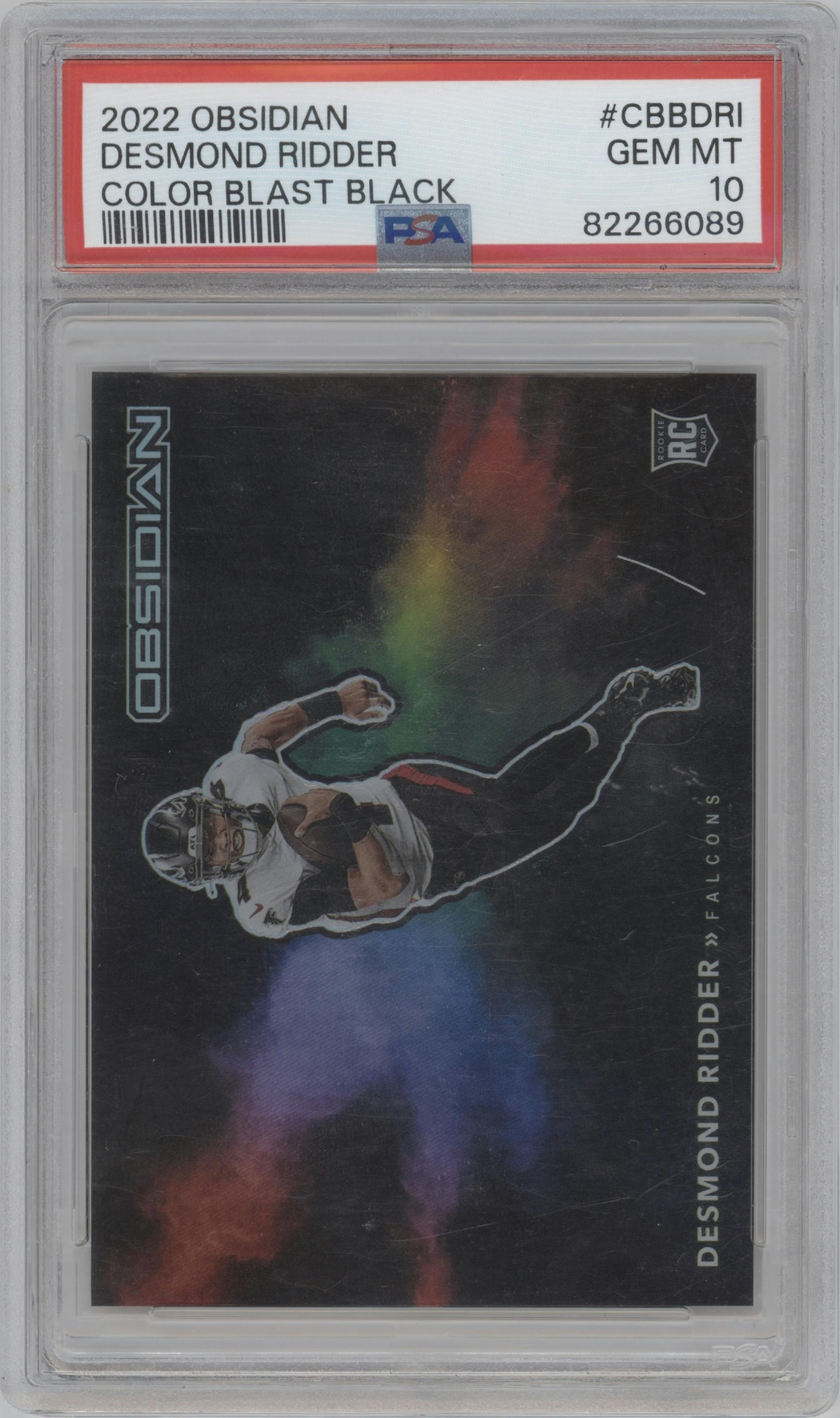 Desmond Ridder from the 2022 Panini Obsidian set graded by PSA and given an overall grade of 10.