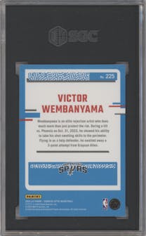 Victor Wembanyama from the 2023-24 Donruss Optic set graded by SGC and given an overall grade of 10.