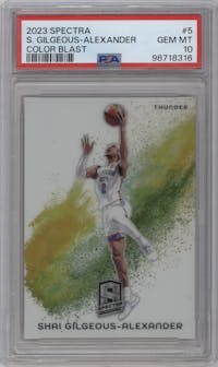 Shai Gilgeous-Alexander from the 2023-24 Panini Spectra set graded by PSA and given an overall grade of 10.