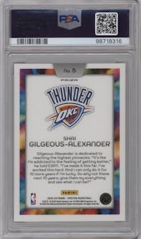 Shai Gilgeous-Alexander from the 2023-24 Panini Spectra set graded by PSA and given an overall grade of 10.