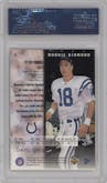 Peyton Manning from the 1998 Upper Deck Black Diamond Rookie Edition set featuring a Double parallel graded by PSA and given an overall grade of 10.
