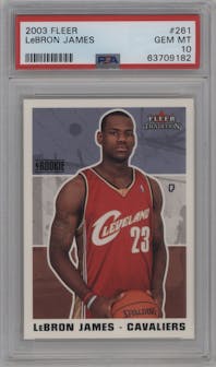 LeBron James from the 2003-04 Fleer Tradition set graded by PSA and given an overall grade of 10.