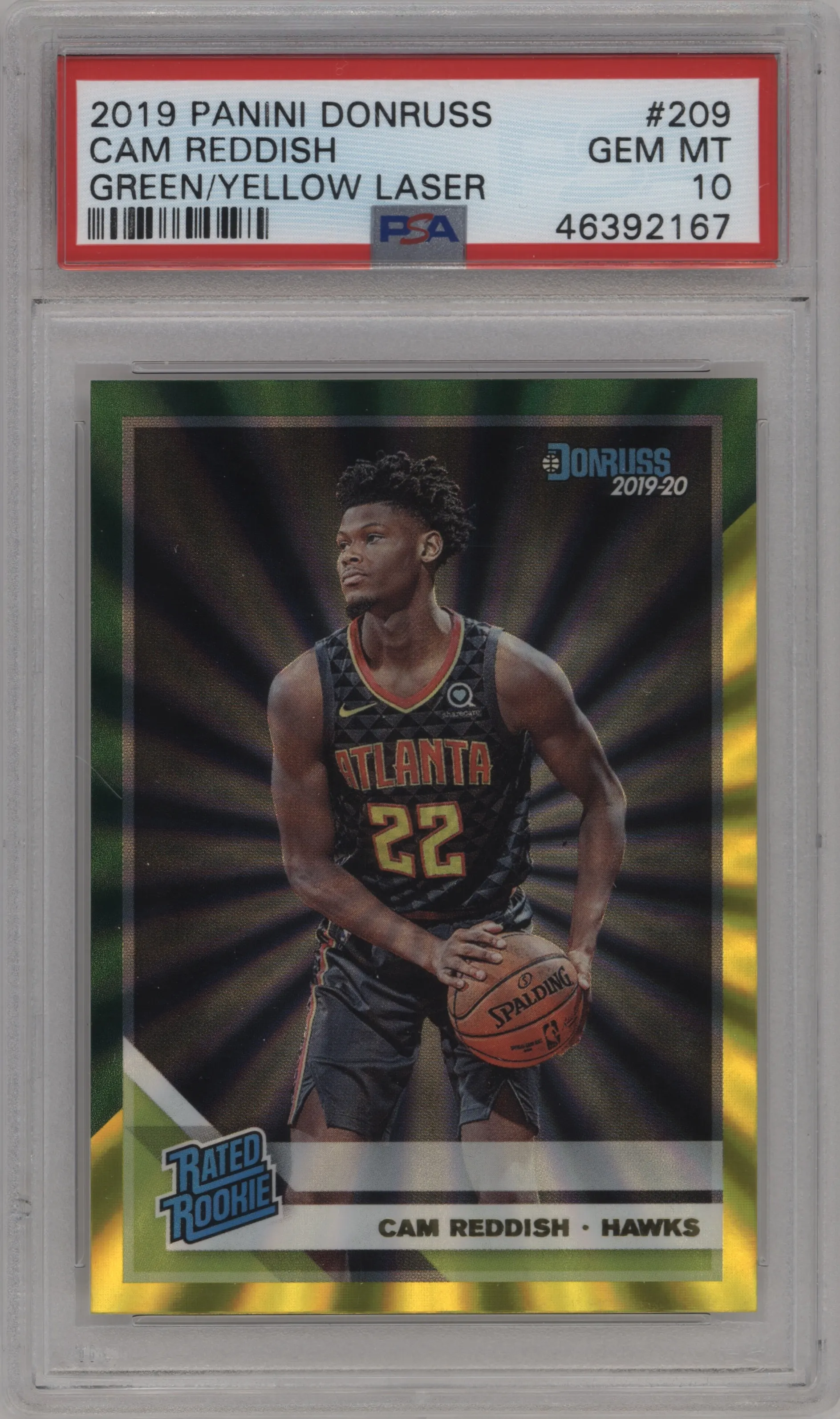 2019 Panini Donruss Rated Rookie Cam Reddish Green/Yellow Laser PSA 10