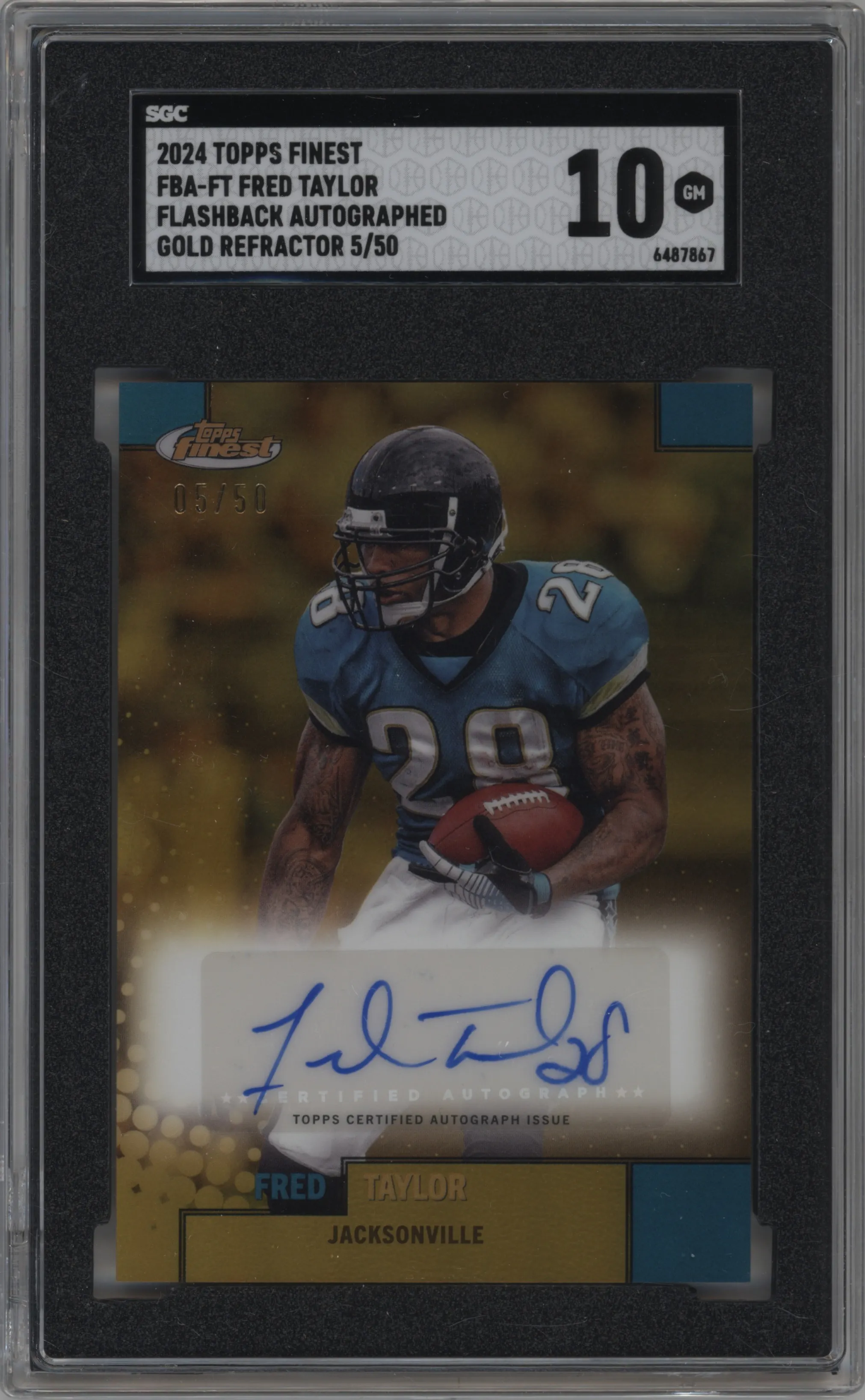 2024 Finest Flashback Auto Fred Taylor Gold Refractor SGC 10