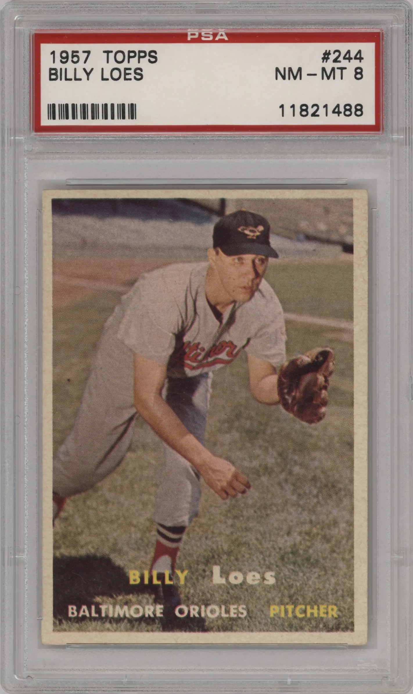 1957 Topps Billy Loes #244 PSA 8