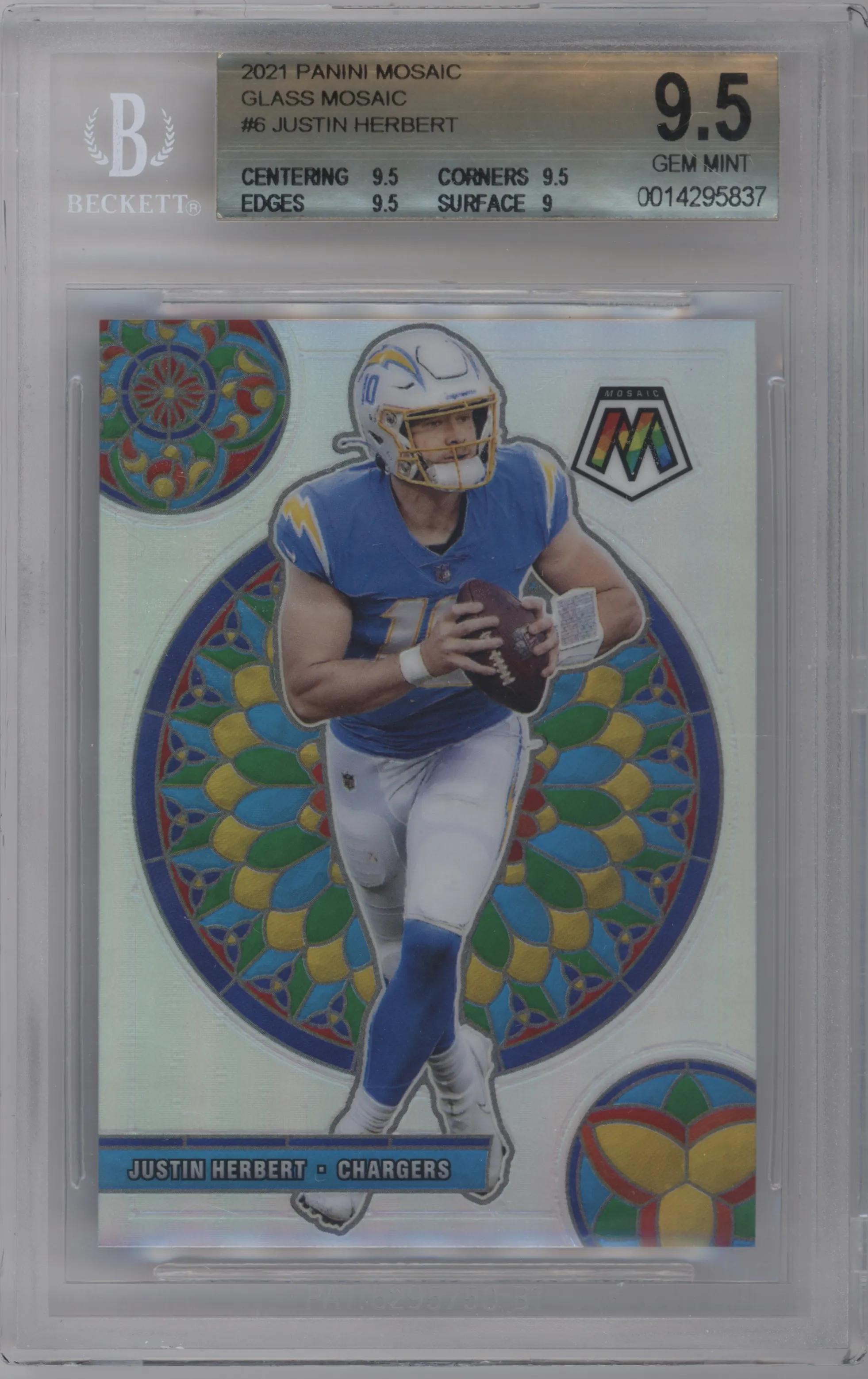 2021 Panini Mosaic Glass Mosaic Justin Herbert #GM-6 BGS 9.5