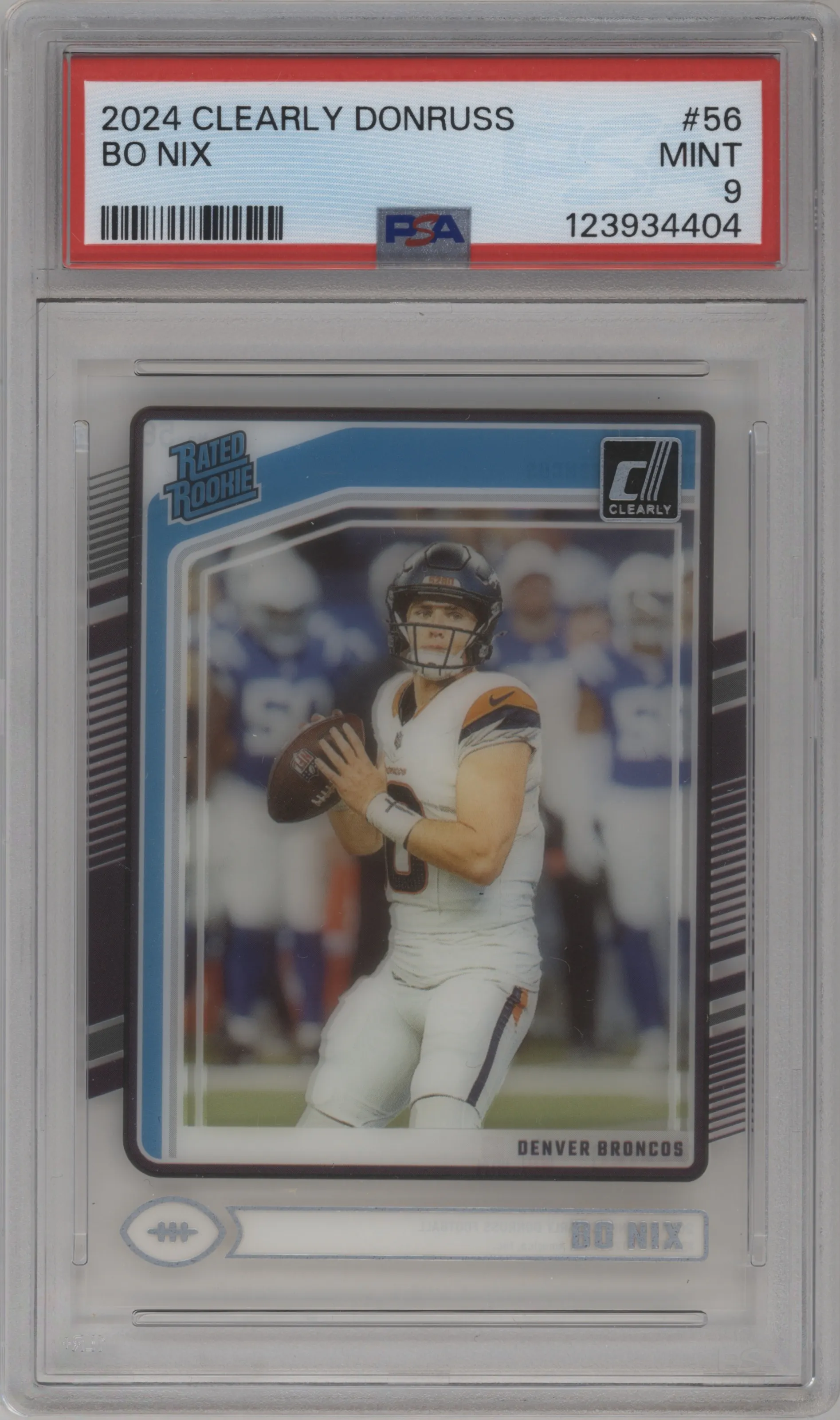 2024 Panini Clearly Donruss Rated Rookie Bo Nix #56 PSA 9