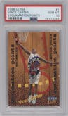 Vince Carter from the 1998-99 Fleer Ultra set graded by PSA and given an overall grade of 10.