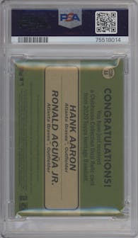 Hank Aaron/Ronald Acuna Jr. from the 2020 Topps Heritage set graded by PSA and given an overall grade of 9.