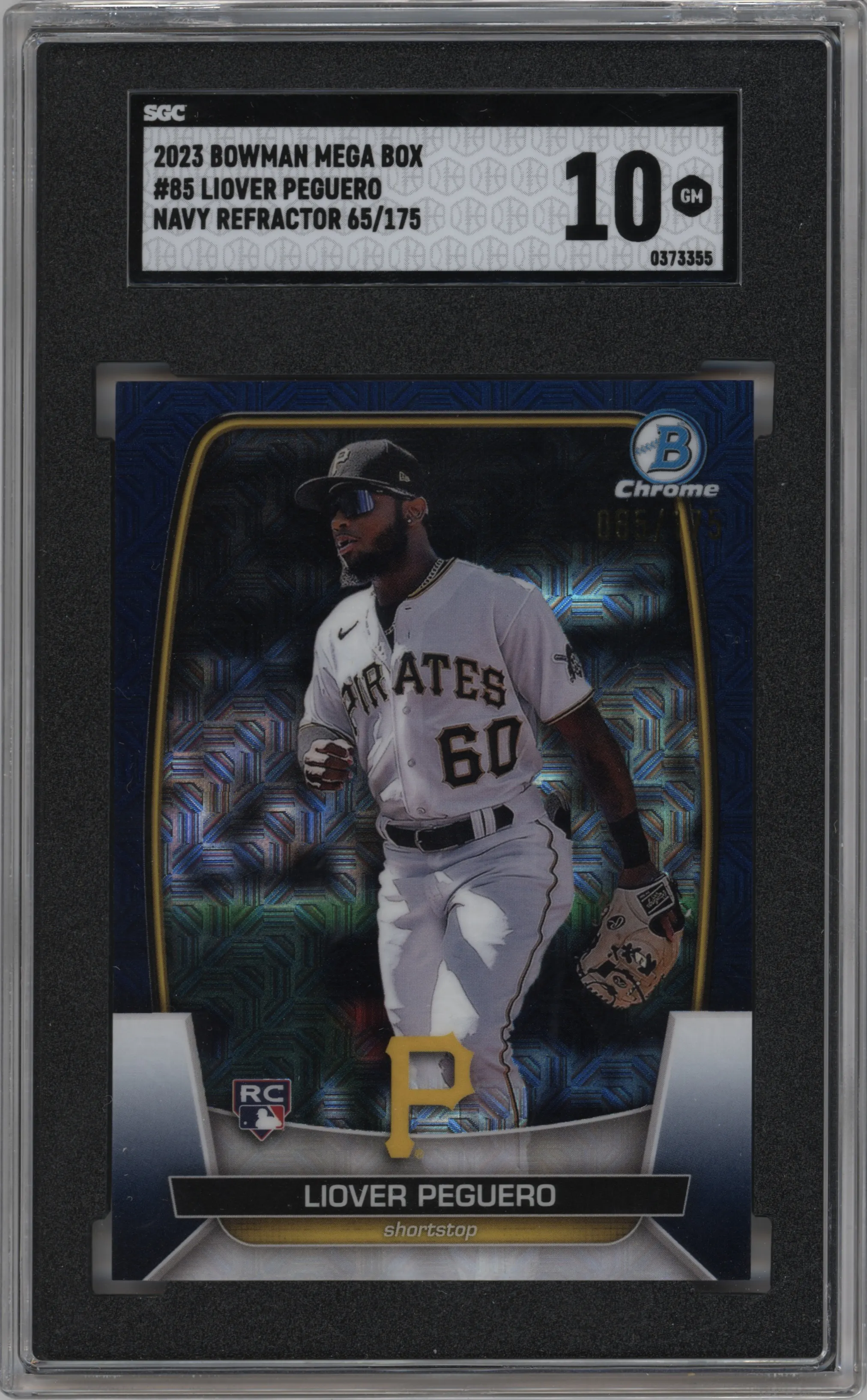 2023 Bowman Mega Box Chrome Liover Peguero Navy Refractor SGC 10